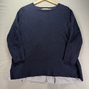Cortland Park Sweater Womens Medium Pure Cashmere Navy Blue Anchor Nautical